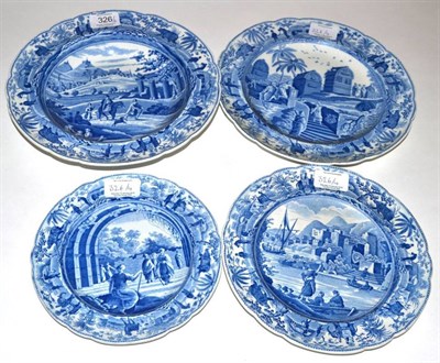 Lot 326 - A Spode Pearlware Soup Plate, circa 1815, printed in underglaze blue with the City of Corinth...