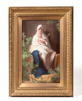 Lot 343 - A Continental Porcelain Plaque, by Oscar Dietrich, circa 1900, painted with the Madonna and...