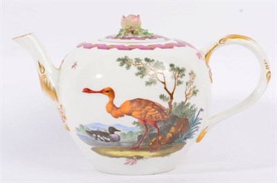 Lot 350 - A Marcoline Meissen Porcelain Teapot and Cover, late 18th century, of globular form, painted...