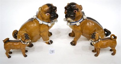 Lot 351 - A Pair of Meissen Style Porcelain Figures of Pugs, circa 1900, naturalistically modelled and...