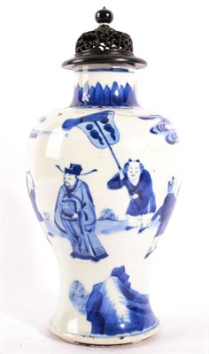 Lot 361 - A Chinese Porcelain Baluster Vase, in Kangxi style, painted in underglaze blue with a...