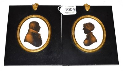 Lot 1004 - A Pair of Bronzed Silhouettes on Plaster, by John Miers (1758-1821), bust portraits in profile...