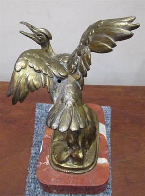Lot 1015 - French School (19th century): A Gilt Bronze Figure of a Bird, on a rouge marble base, 18cm...