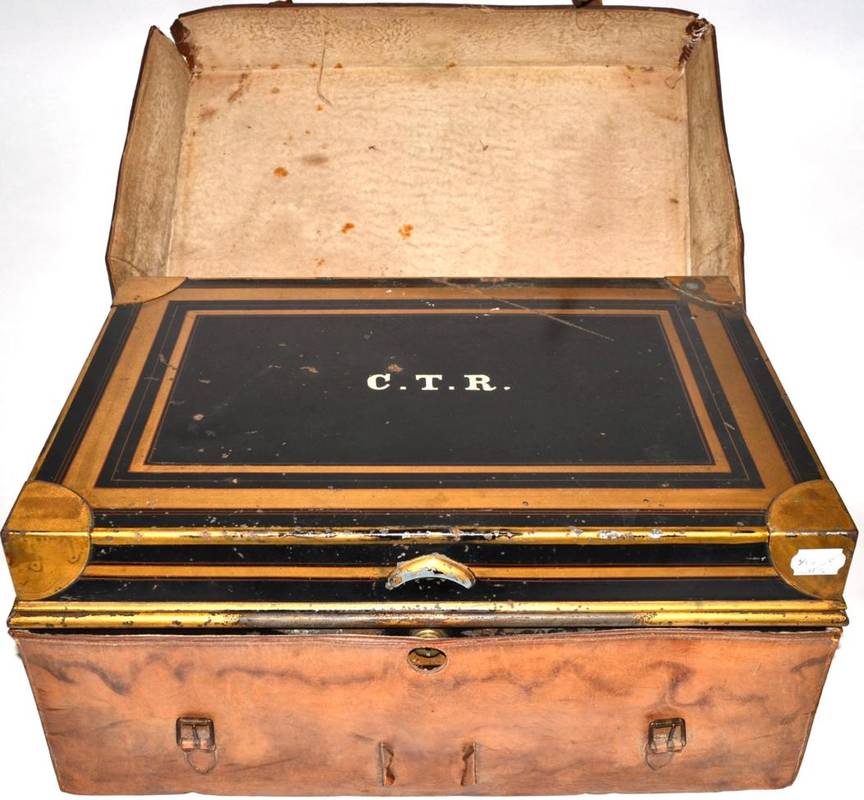 Lot 1018 - A Late 19th Century Japanned Tin, ''The Diamond Jubilee Patent Despatch Box'', labelled for...