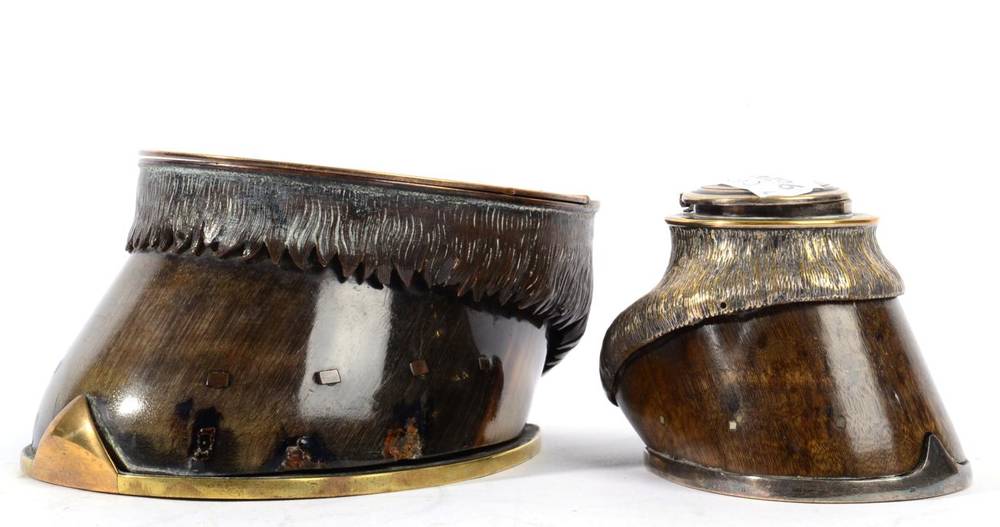Lot 1027 - A Brass Mounted Horse's Hoof Inkwell, dated 1870, the hinged cover inscribed DUKE NOV.R 22ND...