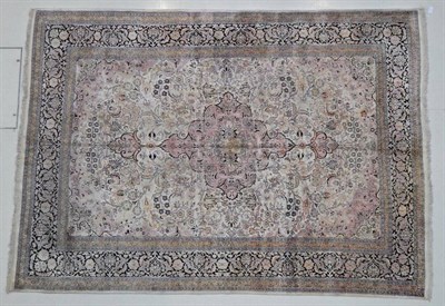 Lot 1201 - Kashmir Silk Piled Carpet North West India, circa 1960 The ivory field with soft candy pink central