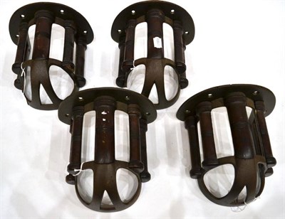 Lot 1029 - A Set of Four Musgrave's Patent Cast Iron and Mahogany Bridle Racks, early 20th century, with...