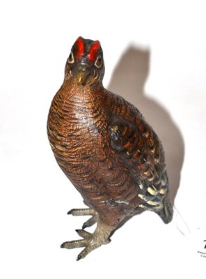Lot 1039 - An Austrian Cold Painted Bronze Model of a Grouse, early 20th century, naturalistically...