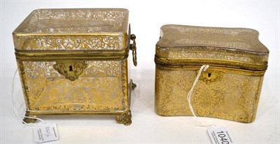 Lot 1040 - A French Gilt Metal Mounted Glass Casket, mid 19th century, of rounded rectangular form gilt...