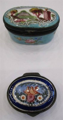 Lot 1048 - A Staffordshire Enamel Snuff Box, late 18th century, of oval form, the hinged cover painted...