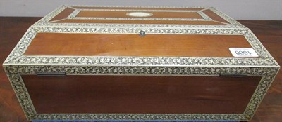 Lot 1088 - A 19th century Anglo-Indian Camphorwood and Ivory Inlaid Writing Slope, the ivory decorated...
