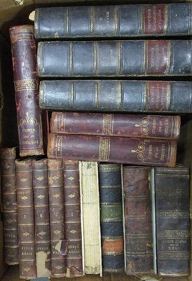 Lot 1160 - Seven boxes of mainly leather bound books, various bindings and editions, with some in...