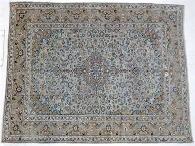 Lot 1245 - Kashan Carpet Central Iran, circa 1960 The duck egg blue field of angular vines around a cusped...