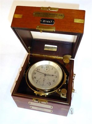 Lot 1249 - A Mahogany Two Day Marine Chronometer, signed Hamilton, Lancaster, PA, USA, second quarter of...