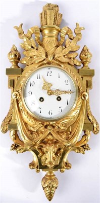 Lot 1266 - A Gilt Metal Striking Cartel Clock, circa 1890, floral, swag and rams head decorated case,...