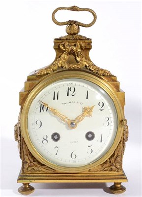 Lot 1278 - A Gilt Metal Striking Pendule d'Officier Clock, retailed by Thomas & Co, Paris, circa 1900, serpent