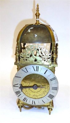 Lot 1279 - A 17th Century Style Striking Lantern Clock, 20th century, front and side pierced frets, 6-3/4-inch