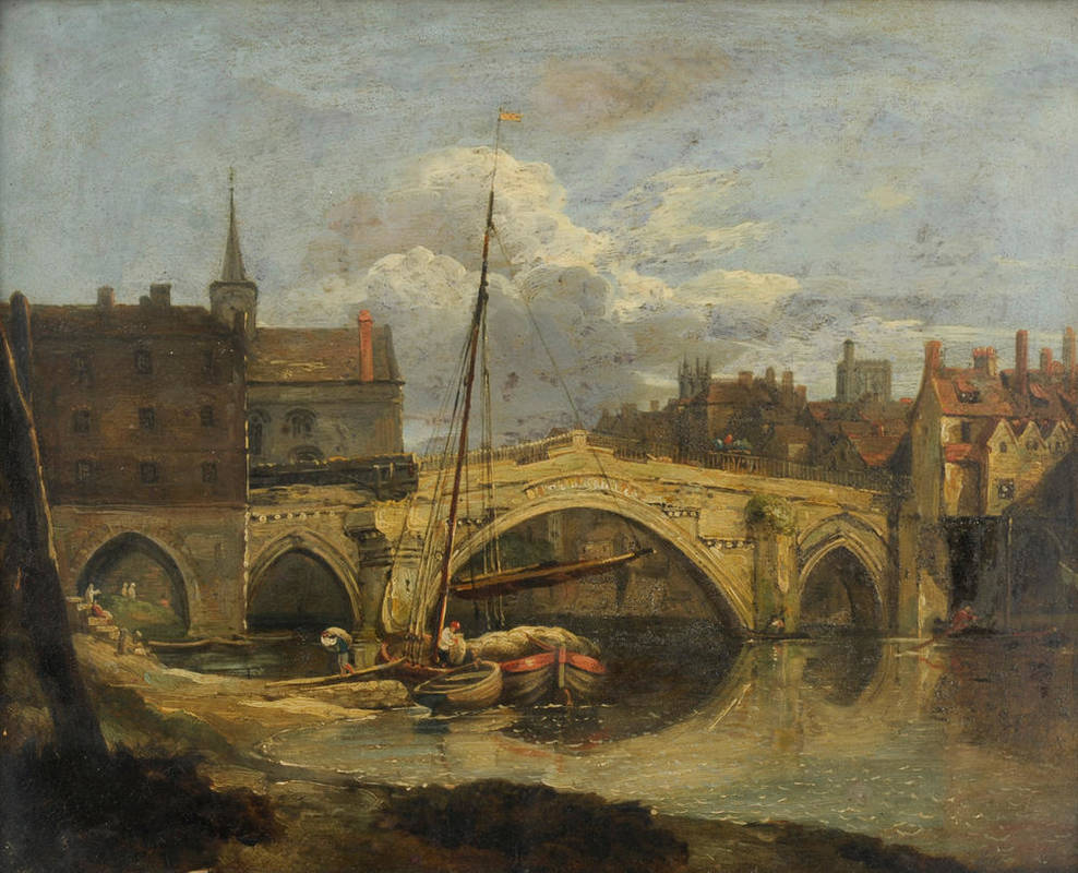Lot 927 - Circle of Daniel Turner (fl.1782-1801) The Fourth Ouse Bridge, York (1565-1810) Bearing an old...