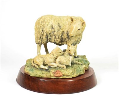 Lot 33 - Border Fine Arts 'Cheviot Ewe and Lambs', model No. unknown by Mairi Laing Hunt, limited...