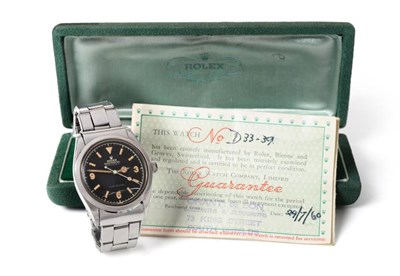 Lot 92 - A Rare Stainless Steel Automatic Centre Seconds Wristwatch, signed Rolex, Oyster Perpetual,...
