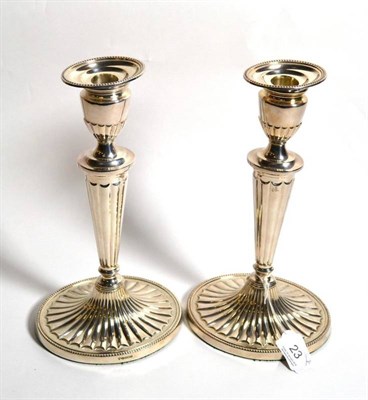 Lot 23 - A matched pair of George III style silver candlesticks, C J Vander Ltd, Sheffield, 1996 and...