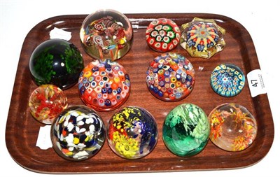 Lot 47 - Twelve various millefiori paperweight including Strathearn, Caithness etc.