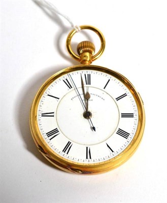 Lot 76 - An 18ct gold open faced chronograph keyless pocket watch, signed Liddle, Stockton & Saltburn,...