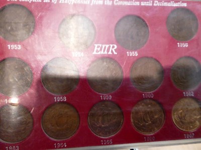 Lot 132 - Miscellaneous coins including a quantity of British pre-decimal silver, cased year sets and...