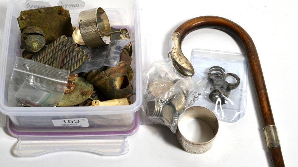 Lot 153 - A box of metal detecting finds from Nevilles Cross, DH1 Durham area; a World War One 1916...