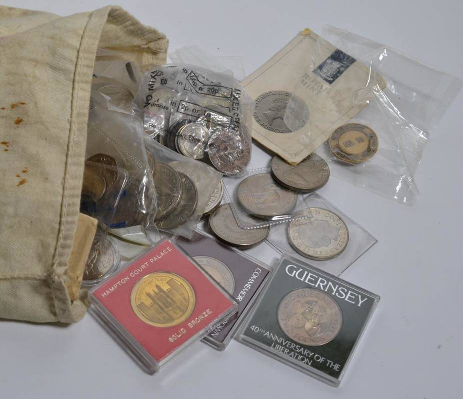 Lot 154 - A bag of world coins including some silver issues, a British George II farthing, 1750, and Victoria