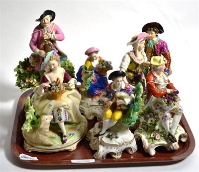 Lot 203 - Seven 19th century continental porcelain figures