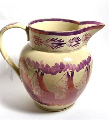 Lot 226 - A Victorian Sunderland lustre jug decorated with Masonic symbols