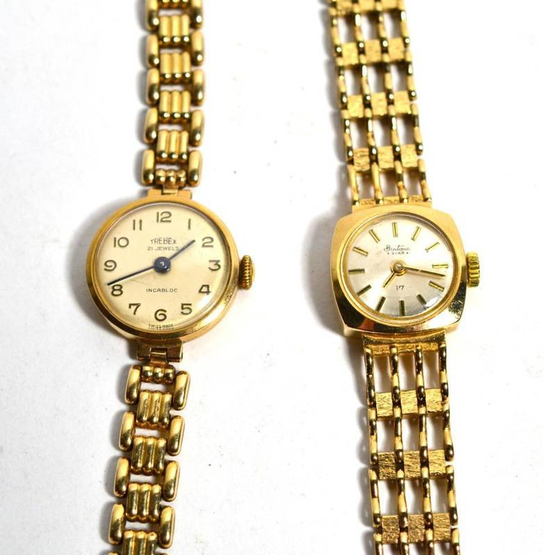 Lot 251 - A ladies Bentima 9ct gold wristwatch on 9ct gold bracelet strap, together with a ladies 9ct...