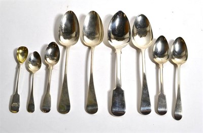 Lot 255 - A Group of George III and later silver table, dessert and other spoons, to include an Exeter...
