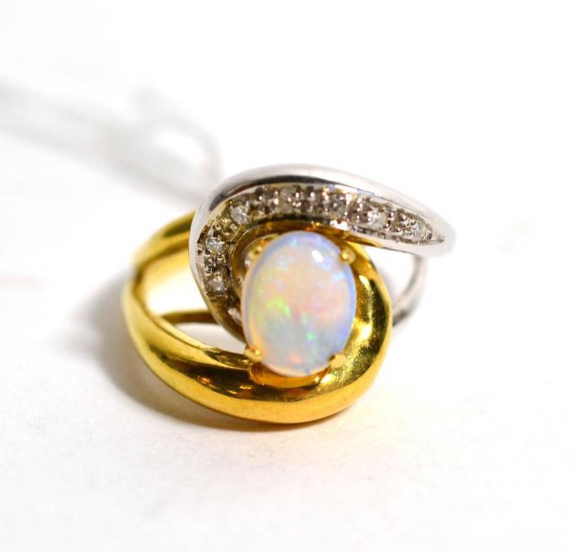 Lot 258 - An opal and diamond ring