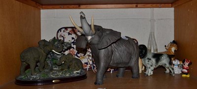 Lot 283 - A Beswick elephant; four Capo Di Monte figures; a claret jug; decanters; Masons etc