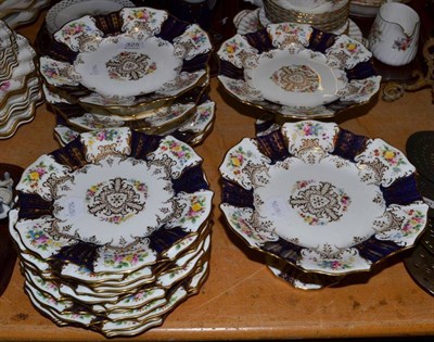 Lot 325 - A Wedgwood blue, gilt and floral dessert service made for H.G Stephenson Ltd. Manchester