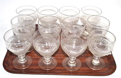 Lot 339 - A set of twelve early 19th century cut glass knop stemmed wines