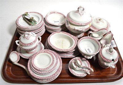 Lot 355 - A Victorian child's part dinner service, red transfer print; together with Limoges miniature...