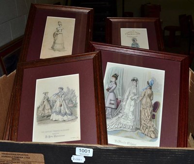 Lot 1001 - A collection of nine framed fashion engravings; together with three other prints; and a...