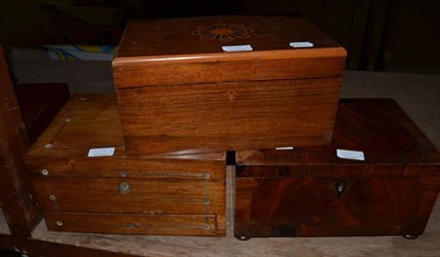 Lot 1012 - A group of 19th century and later writing slopes, boxes, and miniature chests of drawers...
