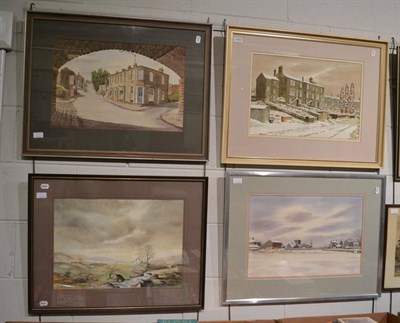 Lot 1045 - Stanley Chapman (20th century) 'Bridge-End, Brighouse', 'Snow at Hartshead' and 'Winter at...