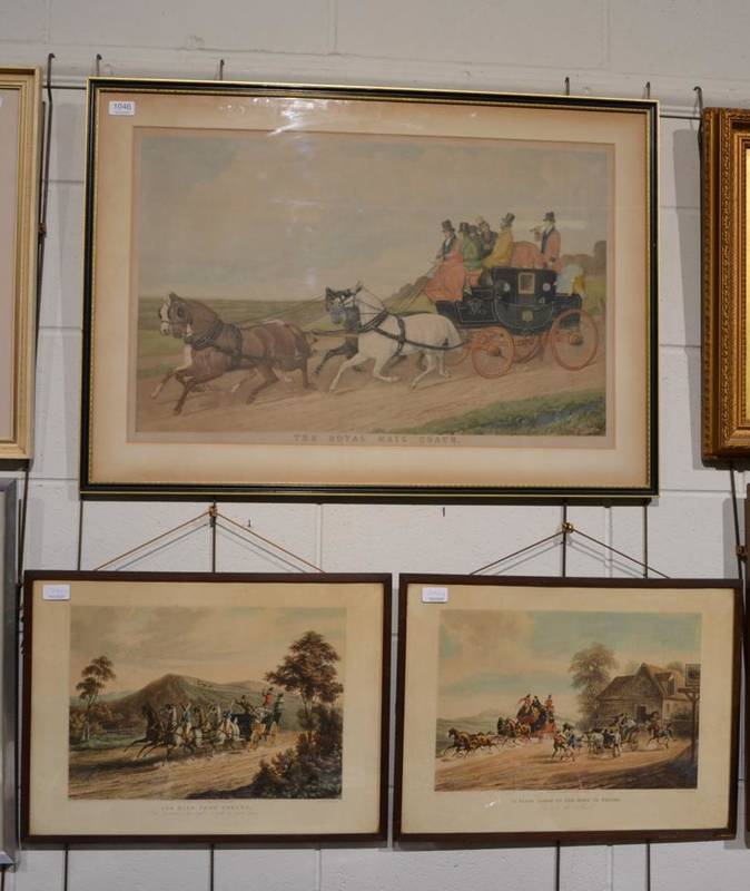 Lot 1046 - The Royal Mail Coach, lithograph together with two further coaching prints (3)