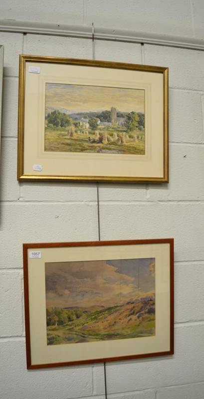 Lot 1057 - Fred Lawson, Yorkshire landscape, signed, watercolour; together with a 19th century British...