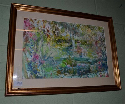 Lot 1083 - John Rosser, Summer garden, oil on canvas board, 32cm by 49cm