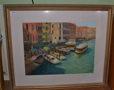 Lot 1094 - David Allen, Rialto Bridge, Venice, pastel
