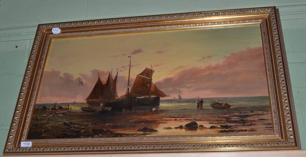 Lot 1100 - S Y Johnson, beached boats, oil on canvas, signed and dated 1898