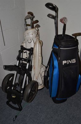 Lot 1123 - Two Ping golf bags, and a quantity of clubs