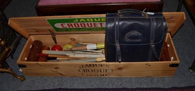 Lot 1129 - A Jaques of London croquet set in a pine box; together with a set of garden bowls