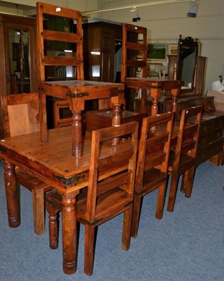 Lot 1138 - A quantity of household furniture including dining table, eight chairs, pine chest, dressing table